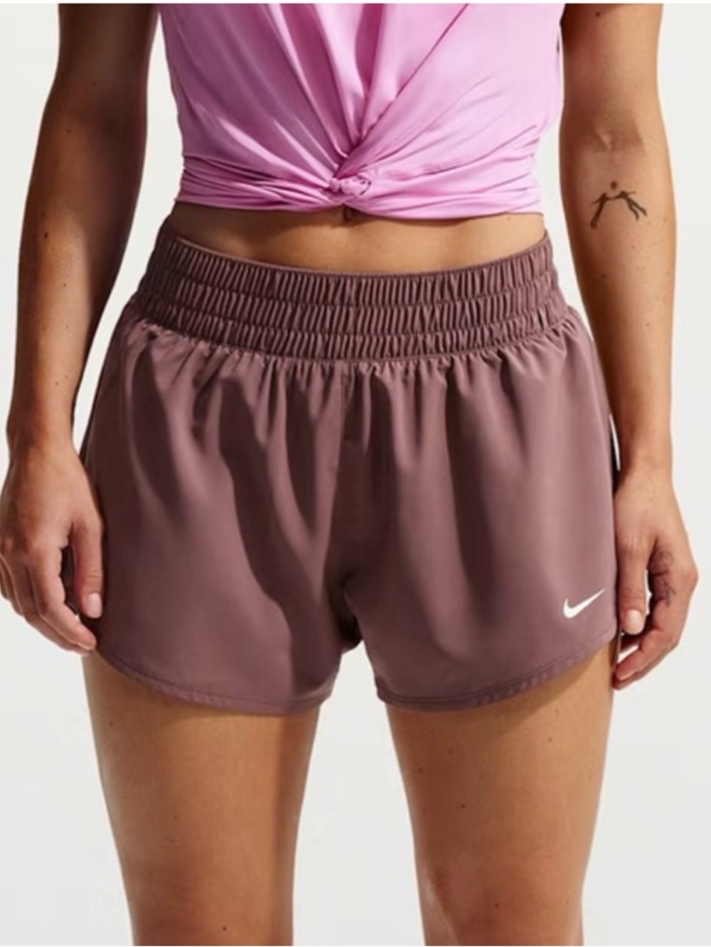 Nike Dri-FIT Running Shorts brief lining Women XL DX6014-208 Mauve Pink Training